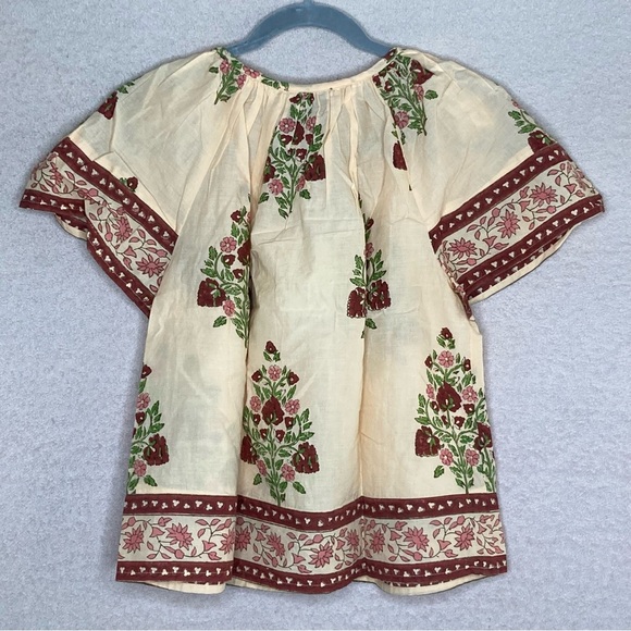 Tuckernuck Beach Blush Chandelier Elena Top Blouse Shirt-Women’s XS-Cream/Maroon - Picture 4 of 10